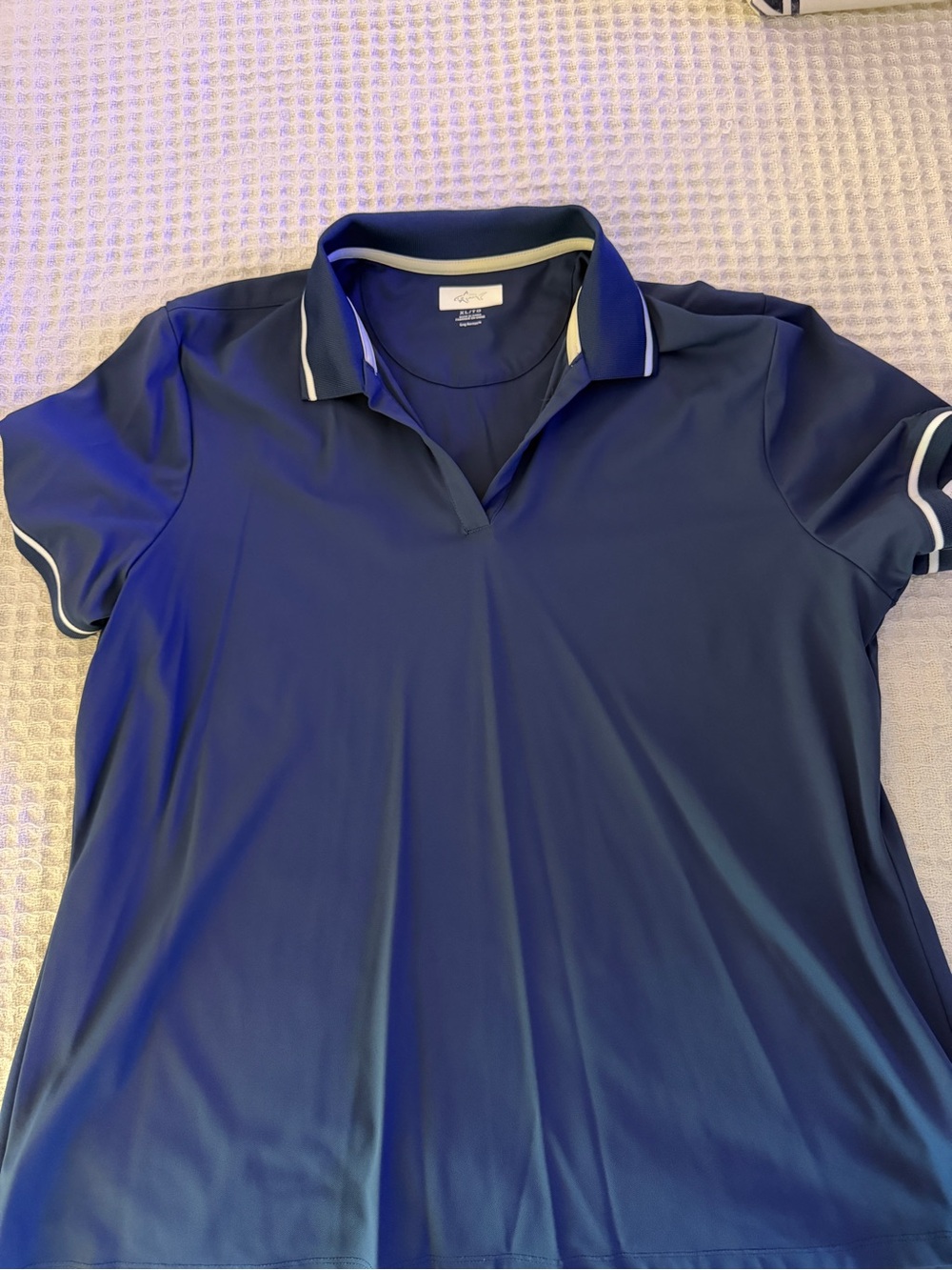 Greg Norman Collection Navy Polo with White Contrast Trim